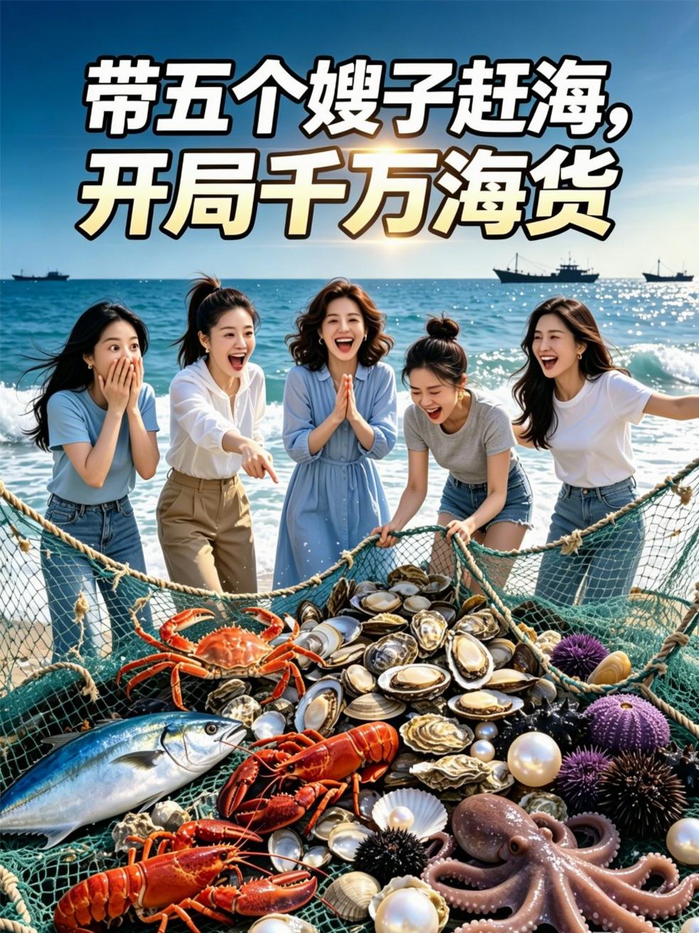 帶五個嫂子趕海，開局千萬海貨 封面